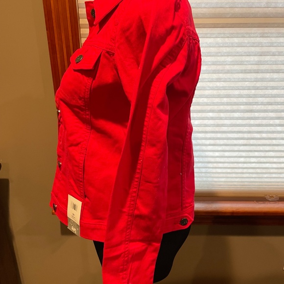 Red Denim Jean jacket, size x small ladies, new with tags! - Picture 6 of 7